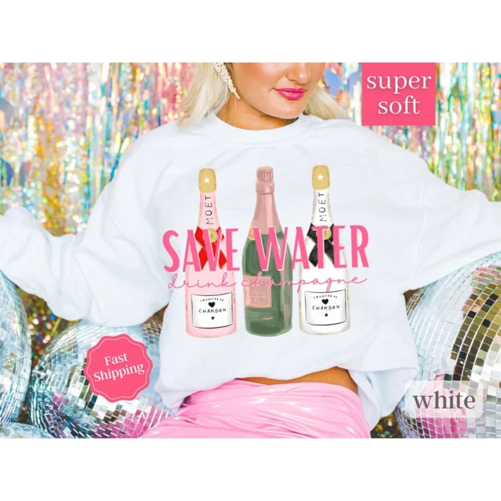 Champagne Sweatshirt Coquette Aesthetic Pullover Kawaii