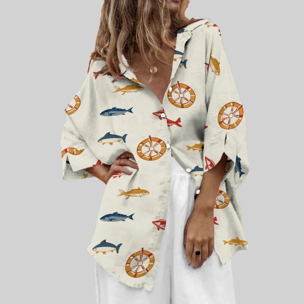 Loose All-Match Long-Sleeved Oversized Holiday Blouse