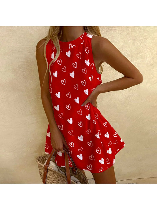 Luxury Love Print Dress Women's Y2k Casual Chic Vest