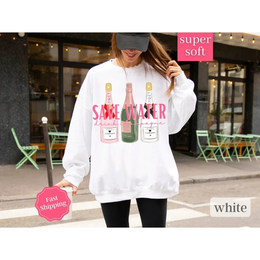 Champagne Sweatshirt Coquette Aesthetic Pullover Kawaii