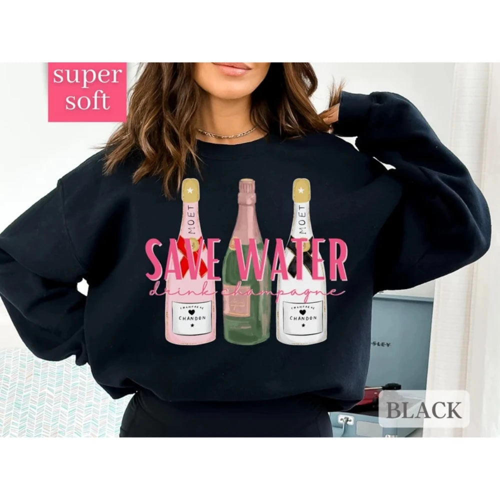 Champagne Sweatshirt Coquette Aesthetic Pullover Kawaii