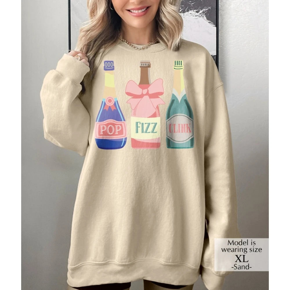 Pop Fizz Clink Sweatshirt Cute Pink Kawaii Bachelorette Pullover