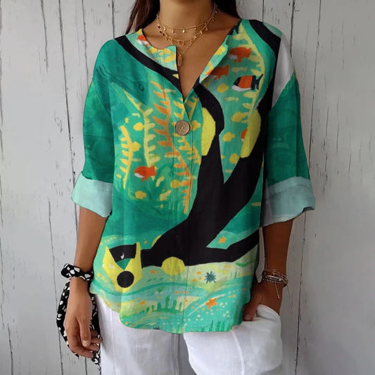 Luxury Brand Design Shirt Woman Printing Blouse Elegant Fashion