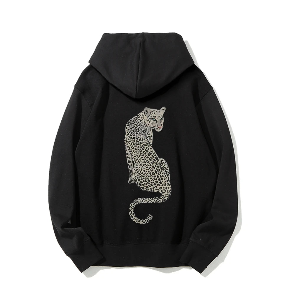 Leopard Pattern Sweatshirt Ladies Casual Hoodie Autumn Winter