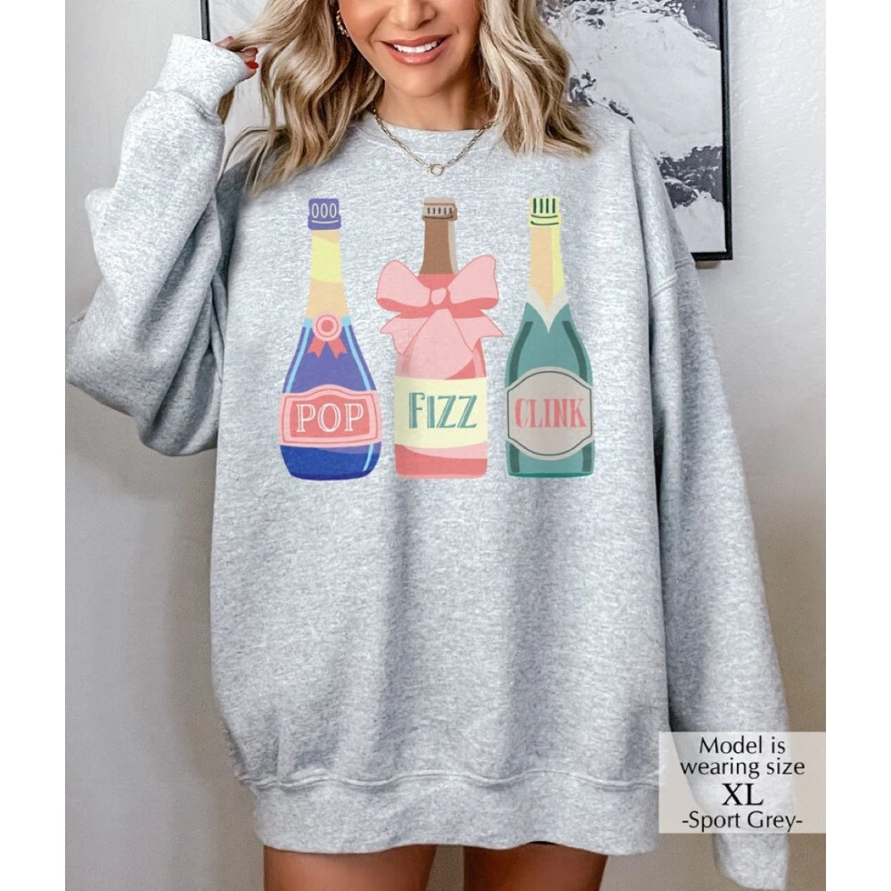 Pop Fizz Clink Sweatshirt Cute Pink Kawaii Bachelorette Pullover