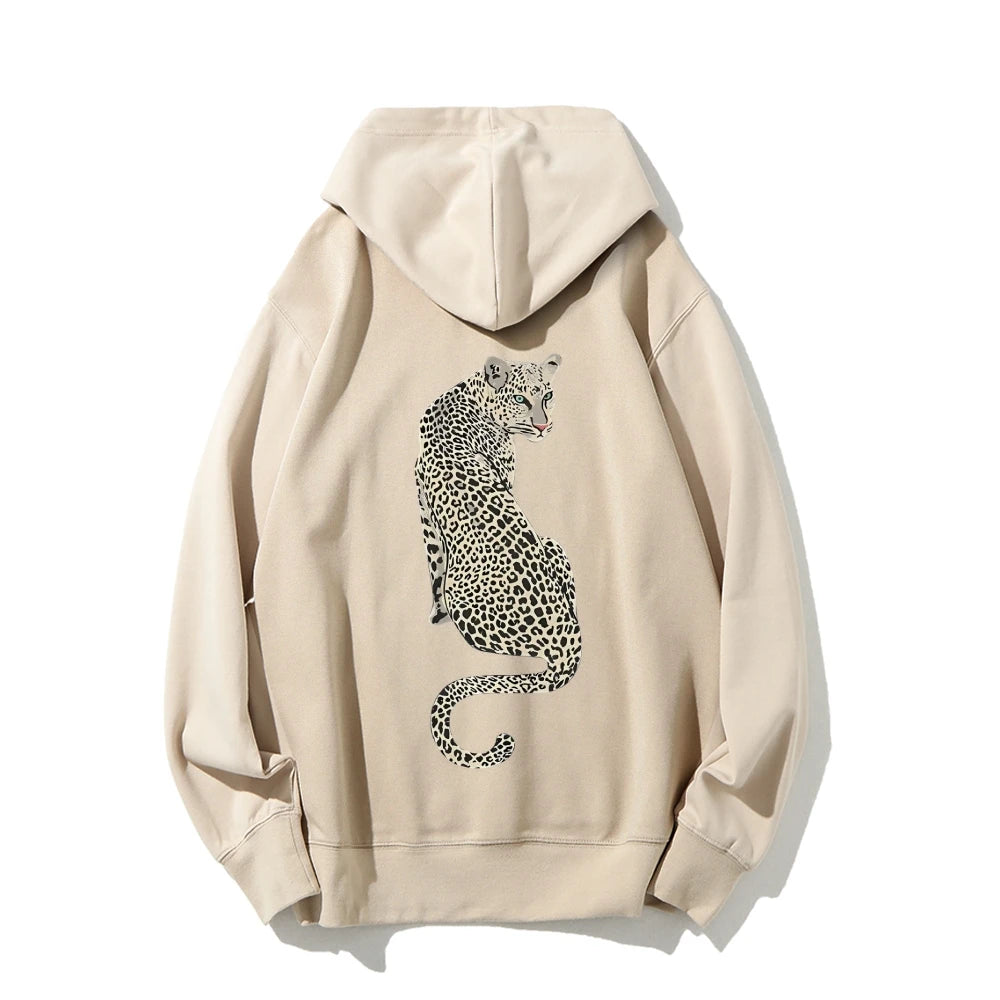 Leopard Pattern Sweatshirt Ladies Casual Hoodie Autumn Winter