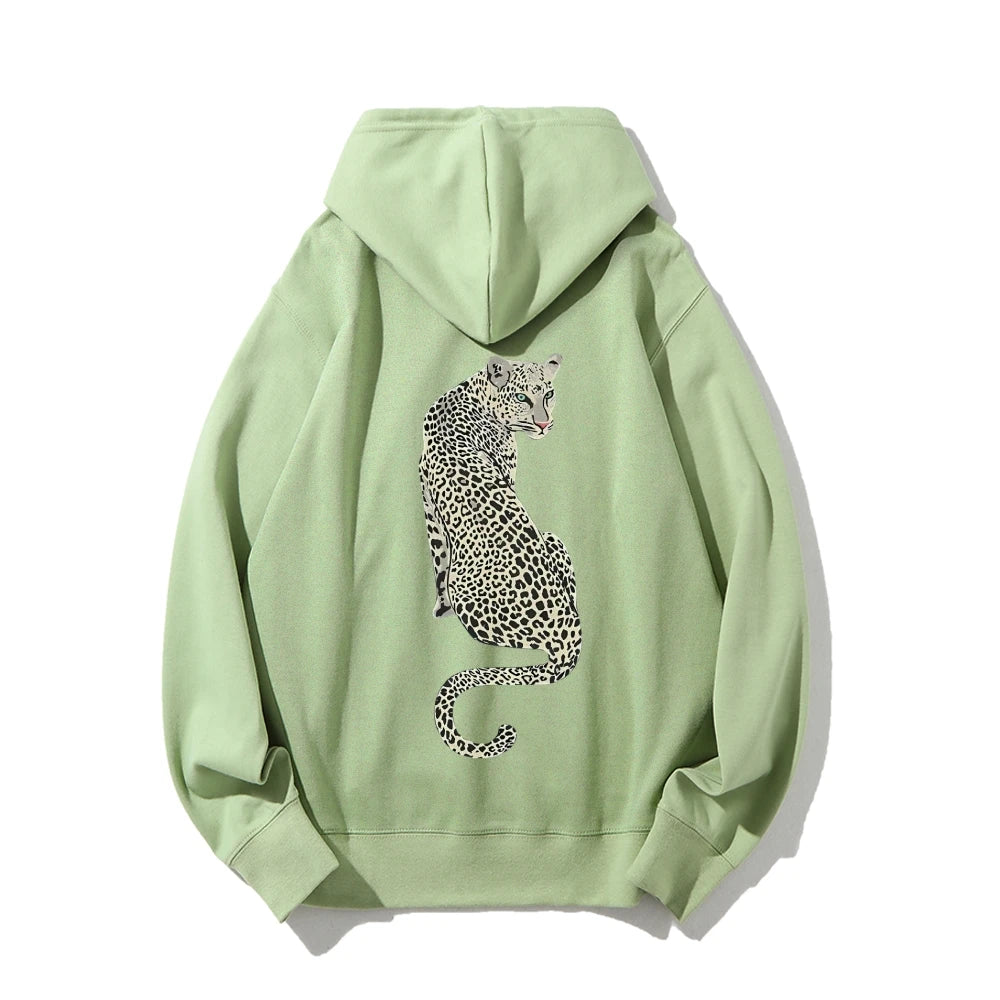 Leopard Pattern Sweatshirt Ladies Casual Hoodie Autumn Winter