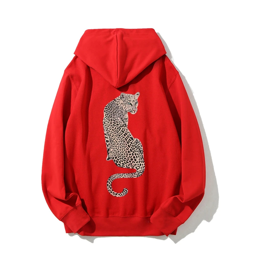 Leopard Pattern Sweatshirt Ladies Casual Hoodie Autumn Winter