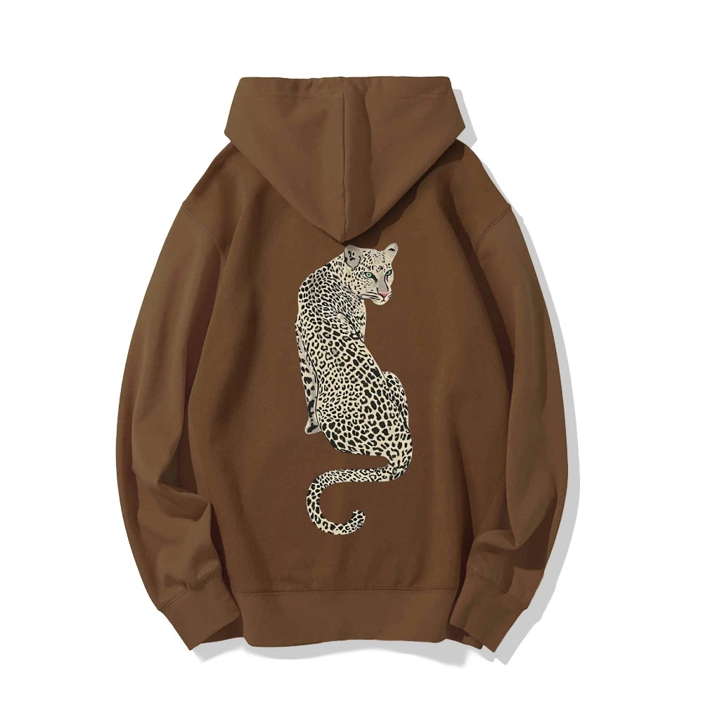 Leopard Pattern Sweatshirt Ladies Casual Hoodie Autumn Winter